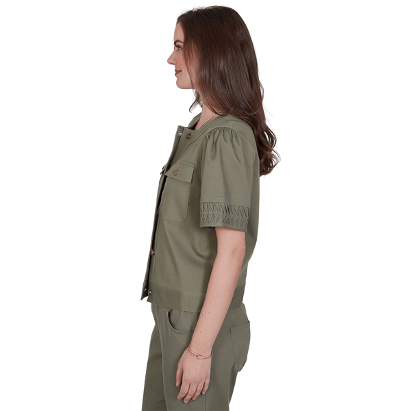 Womens Ruby Rd. Sedona Escape Short Sleeve Soft Denim Jacket