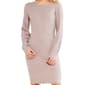 Juniors Pink Rose Ribbed Bubble Sleeve Crew Neck Shift Dress - image 3