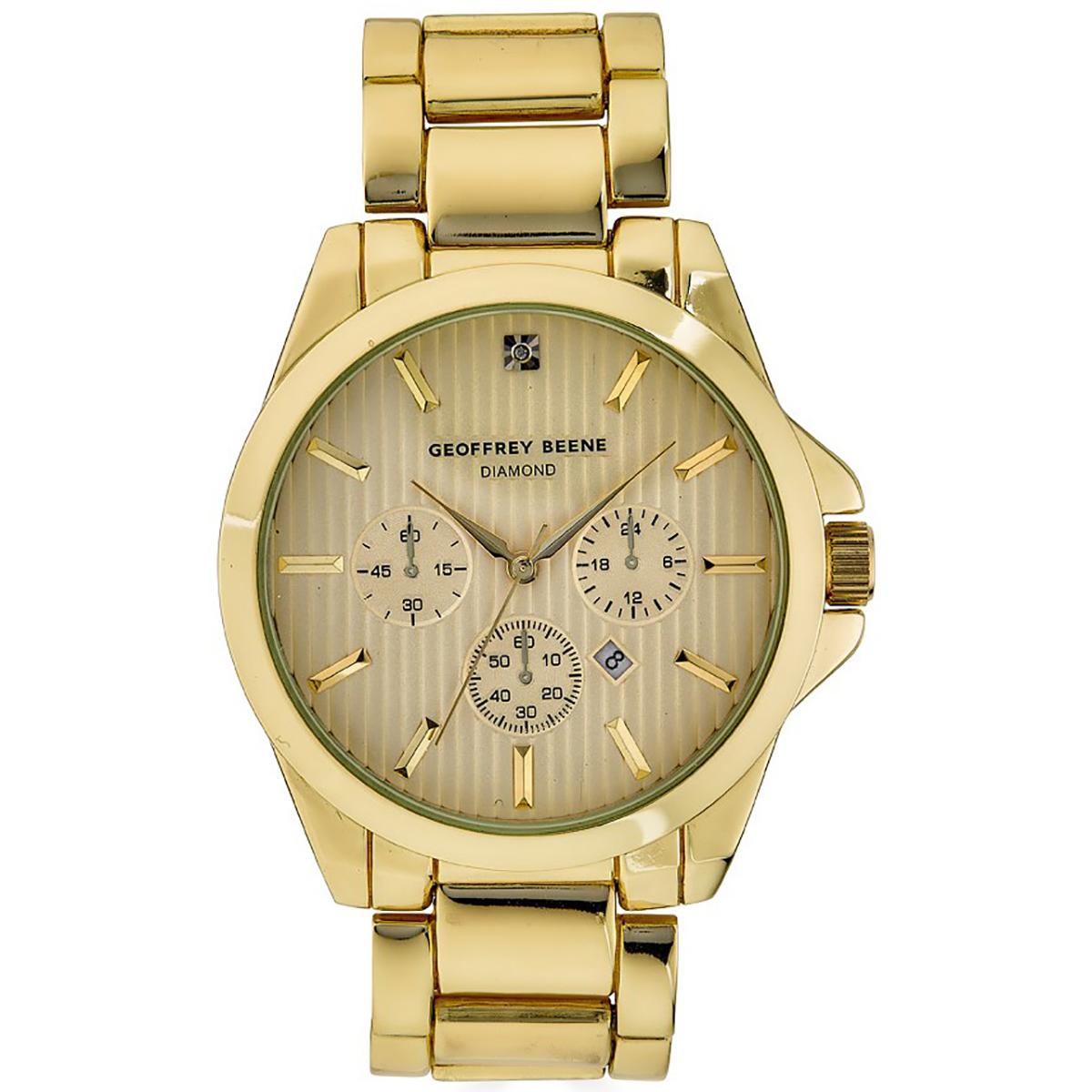 Mens Geoffrey Beene® Gold-Tone Diamond Bracelet Watch -...