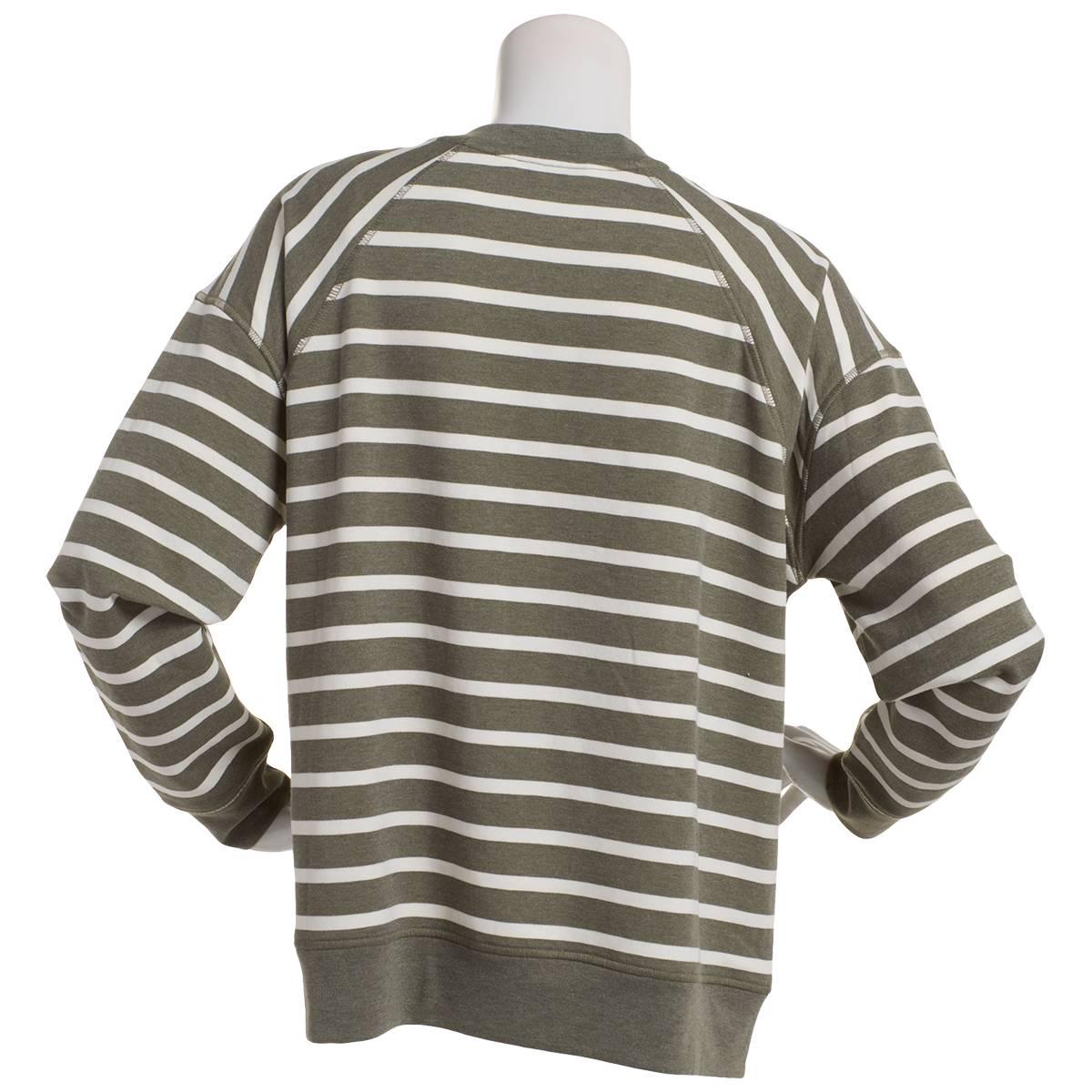 Petite Emily Daniels Long Sleeve Crew Neck Stripe Sweatshirt