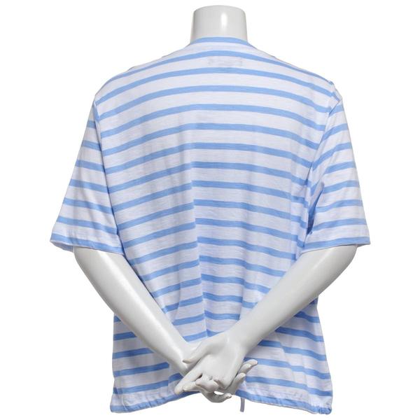 Petite Erika Brooklyn Elbow Sleeve Stripe Bubble Hem Tee