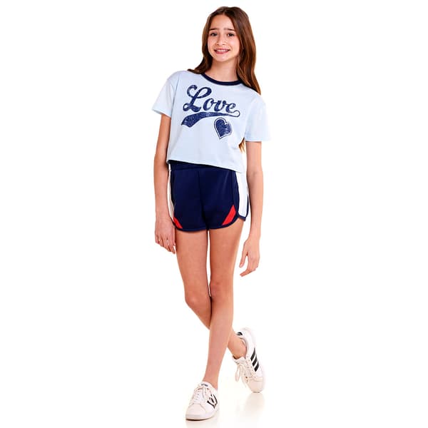 Girls &#40;7-16&#41; No Comment Boxy Love Tee & Dolphin Shorts Set - image 