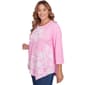 Plus Size Ruby Rd. Spring Oasis Knit Floral Asymmetrical Blouse - image 3