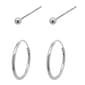 Marsala Sterling Silver 3mm Ball Stud & 16mm Hoop Earrings Set - image 1