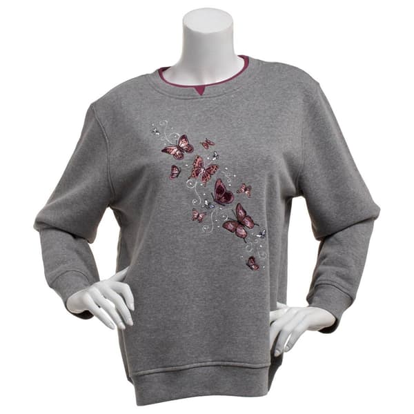 Plus Size Hasting & Smith Butterflies & Bees Fleece Sweatshirt - image 