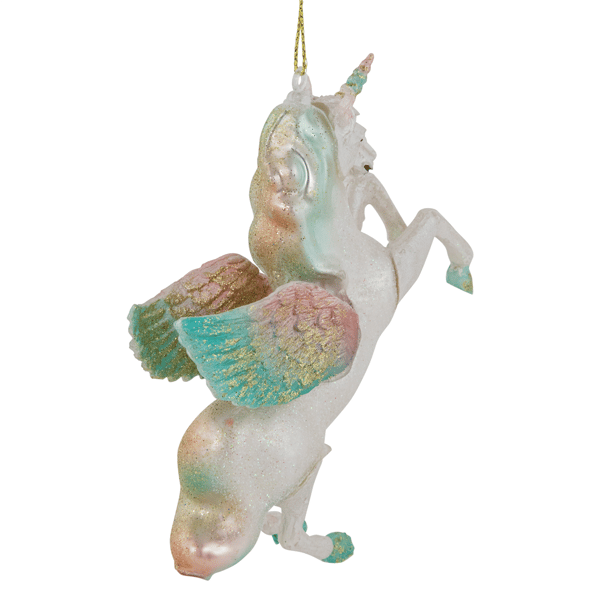 Northlight 5.25in. White Unicorn Glass Christmas Ornament