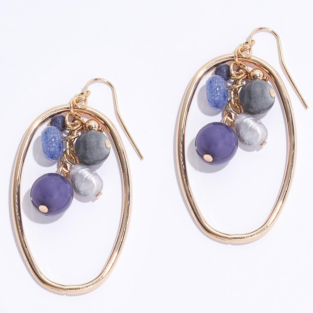 Ashley Cooper(tm) Gold-Tone Blue & Grey Beaded Fishhook  Earrings