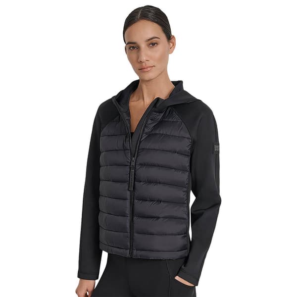 Womens DKNY Sport Mix Media Quilted Puffer Jacket - image 