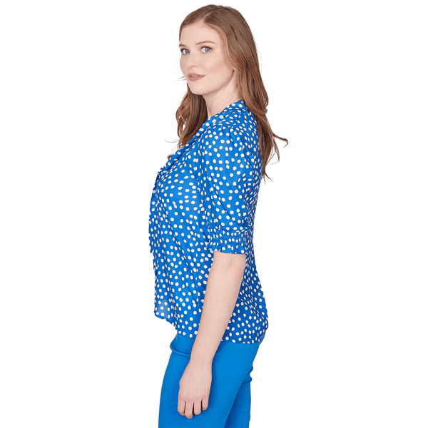 Womens Emaline Sapphire Serenade I Elbow Sleeve Dot Blouse