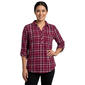 Womens Emily Daniels 3/4 Sleeve Plaid Henley Blouse - image 2