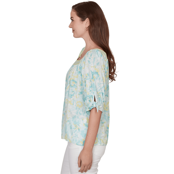 Womens Ruby Rd. Renaissance Romance Watercolor Floral Blouse