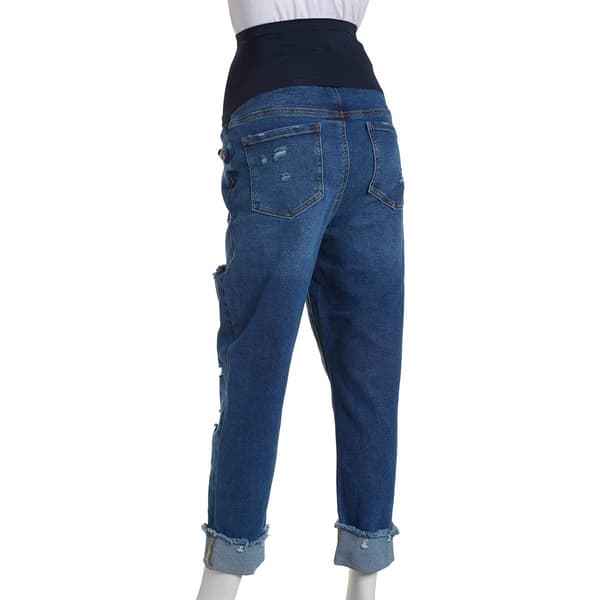 Womens Harper Grey Over The Belly Destructed Cuff Jeans
