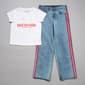 Girls(7-16) True Religion Short Sleeve Logo Tee w/ Wide Leg Jeans - image 1