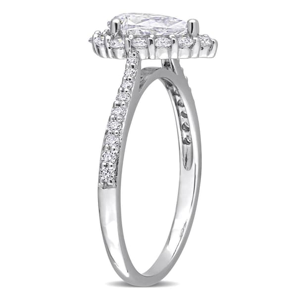 Gemstone Classics™ Sterling 1 3/8kt. Dew Moissanite Halo Ring