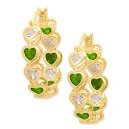 Gianni Argento Lab Emerald Heart Inside Out Hoop Earrings