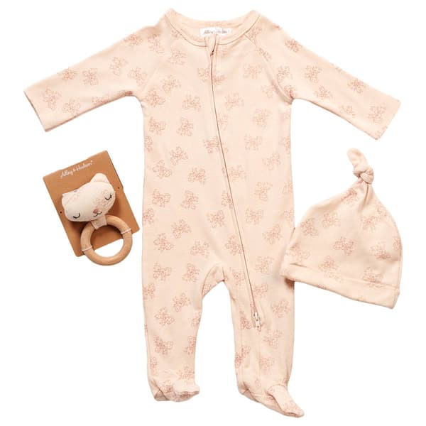 Baby Girl (NB-9M) Adley & Hudson Bow Tie Sleeper W/ Hat & Ratt - image 