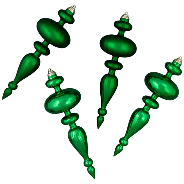 Northlight 4ct. Shatterproof Green Finial Christmas Ornaments