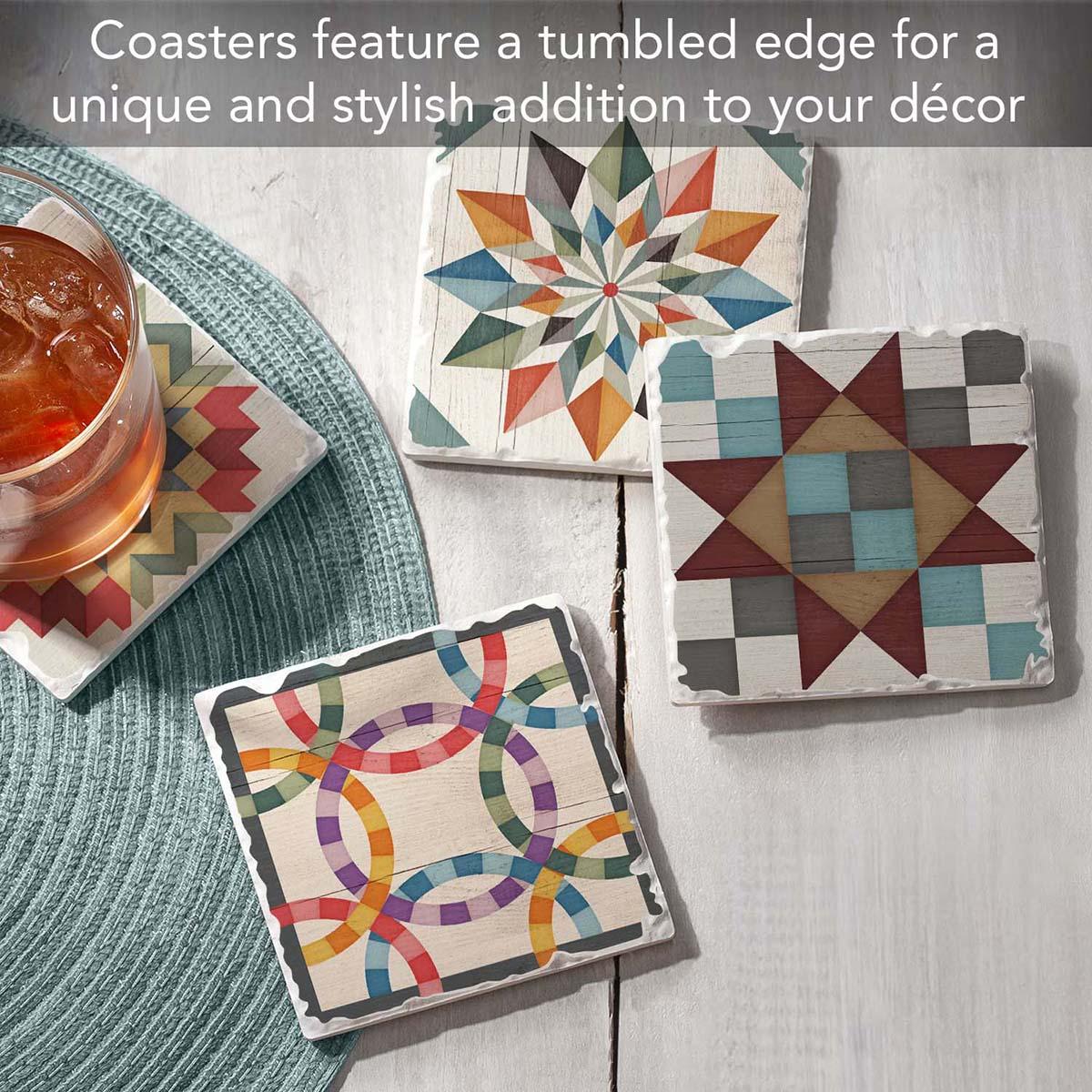 Thirstystone 4pk. Barn Quilt Sign Square Coaster Set