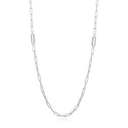 Forever Facets Sterling Silver Long Paperclip Necklace
