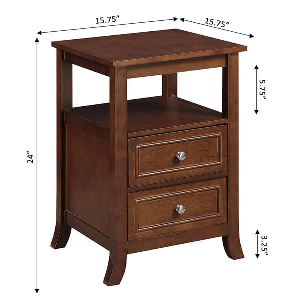 Convenience Concepts Melbourne 2 Drawer End Table w/ Shelf