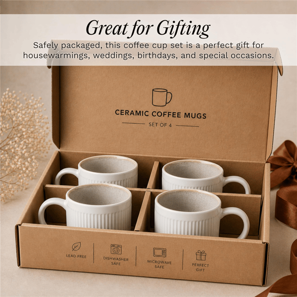 Sango Anderson Reactive Cream 16.5oz. Coffee Mugs - Set of 4