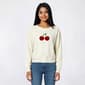 Juniors No Comment Ribbed Chenille Cherry Applique Sweatshirt - image 1