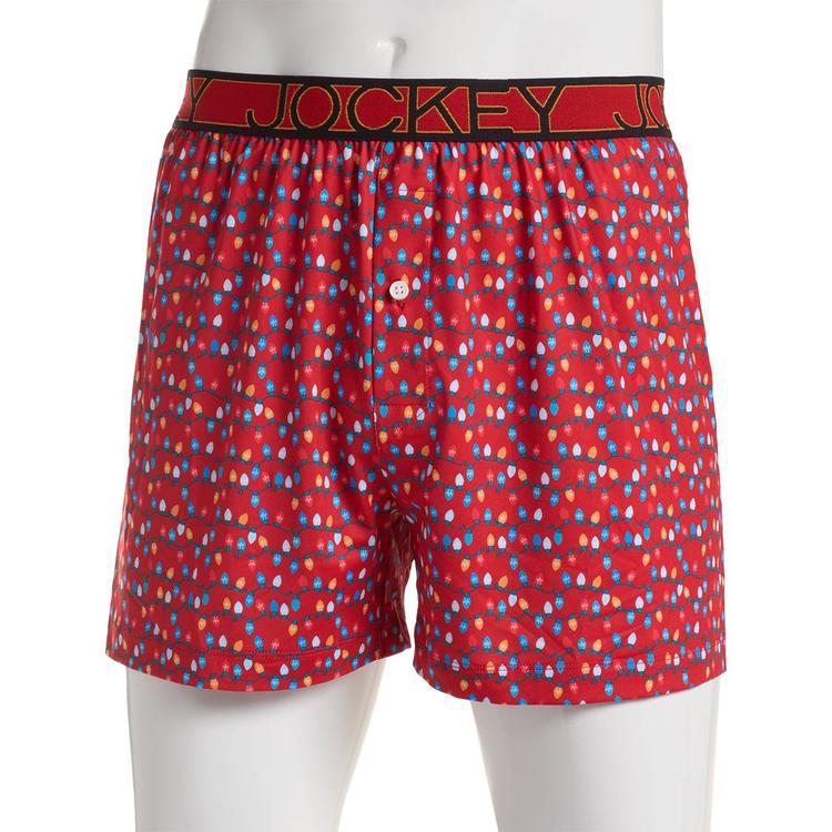Mens Jockey Microfiber Christmas Lights Boxer Briefs - Red