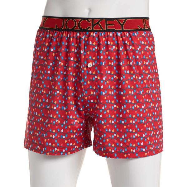 Mens Jockey Microfiber Christmas Lights Boxer Briefs - Red - image 