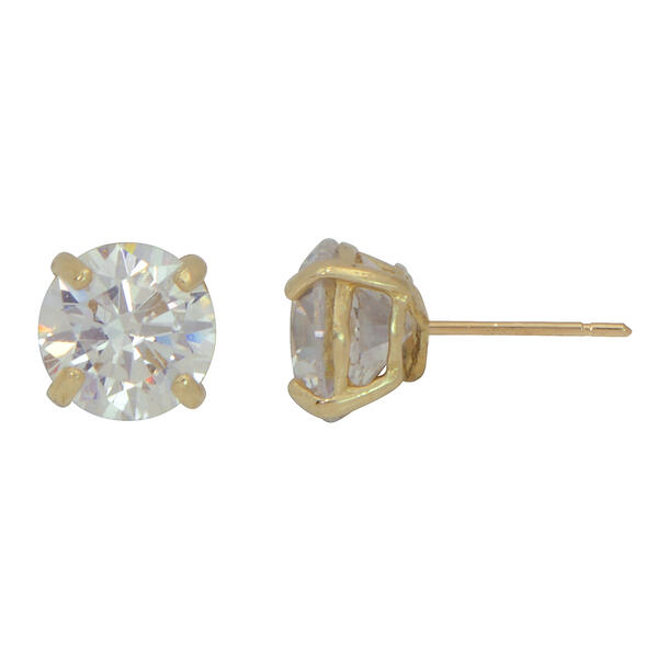 Candela 14kt. Yellow Gold 9mm Cubic Zirconia Round Stud Earrings - image 