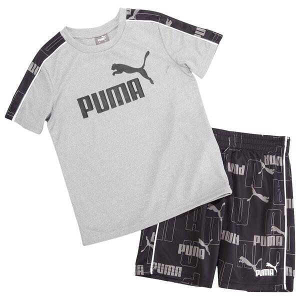 Boys &#40;4-7&#41; Puma&#40;R&#41; 2pc. Interlock Mesh Shorts Set - Grey/Grey - image 