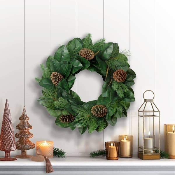 Puleo International 24in. Wreath with Magnolia Leaves