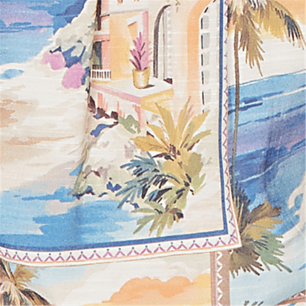 Petite Alfred Dunner Beachcomber Postcard Tie Sleeve Blouse