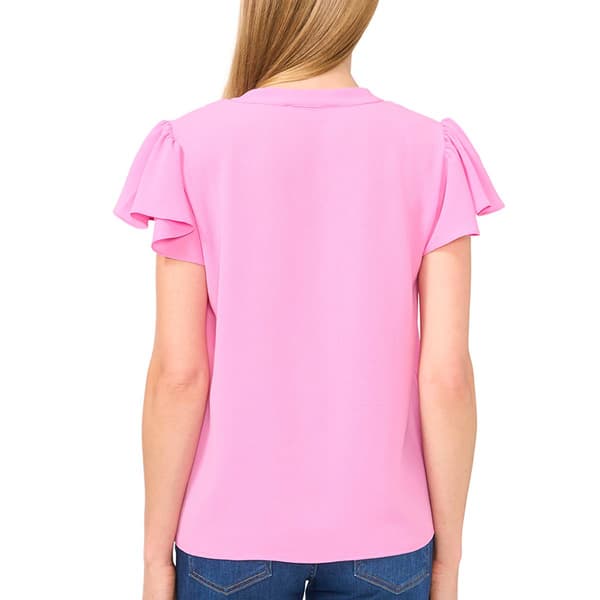 Womens Cece Flutter Sleeve Shirred V-Neck Blouse