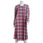 Petite White Orchard Long Sleeve 44in. Plaid Velour Nightgown - image 1