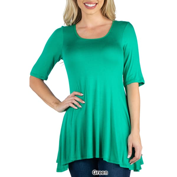 Womens 24/7 Comfort Apparel Elbow Sleeve Swing Tunic