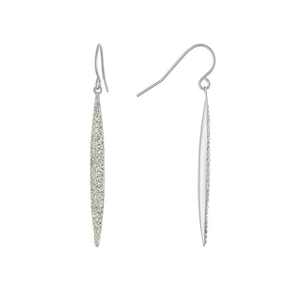 Athra Silver Plated Clear Crystal Pave Thin Marquis Drop Earrings - image 