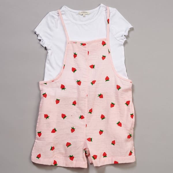 Girls (7-16) No Comment Short Sleeve Tee w/ Strawberry Romper