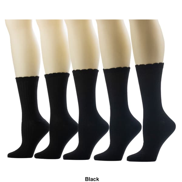 Womens Cuddl Duds&#174; 5pk. Scallop Crew Socks