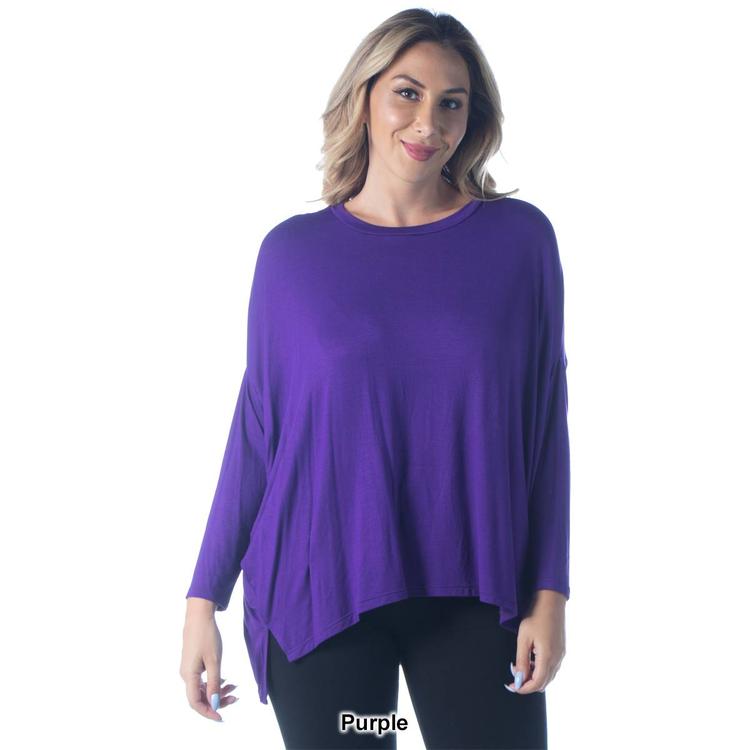 Plus Size 24/7 Comfort Apparel Dolman Long Sleeve Top