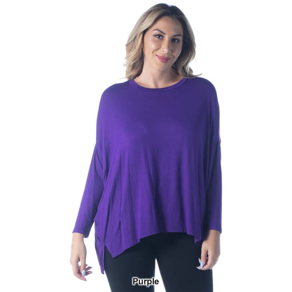 Plus Size 24/7 Comfort Apparel Dolman Long Sleeve Top