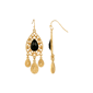 1928 Jewelry Gold-Tone Black Pearshape Drop Earrings - image 1