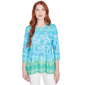 Women''s Floral Ombre Border Sublimation Knit Top - image 1