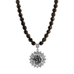 1928 Jewelry 18in. Crystal Flower Pendant Bead Necklace