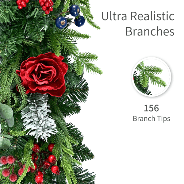 Puleo International 6ft. LED Roses & Pinecoes Adorned Garland