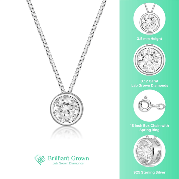 Brilliant Grown Lab-Grown Diamond Solitaire Pendant Necklace