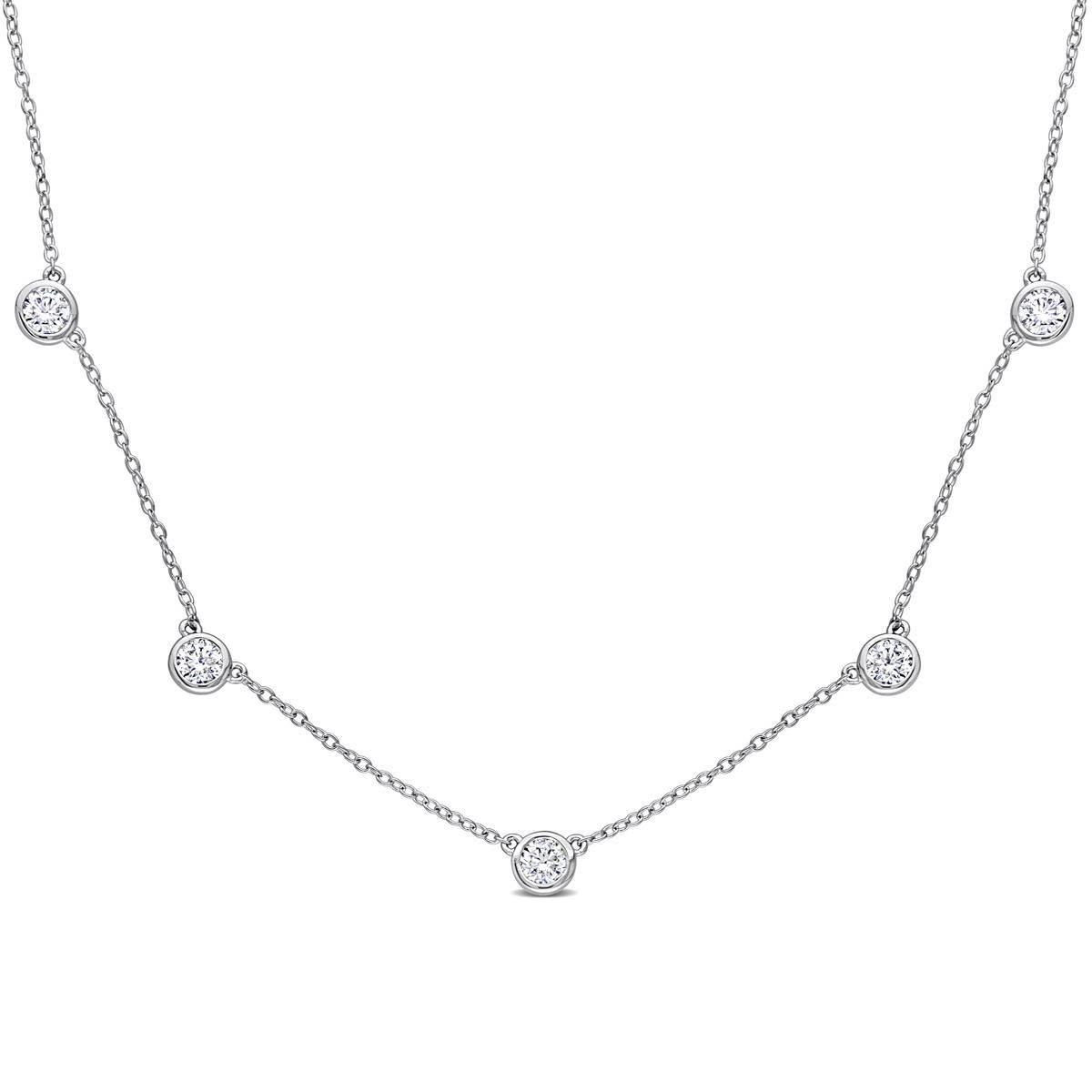 Sterling Silver 2 1/4ctw. Dew Moissanite Station Necklace