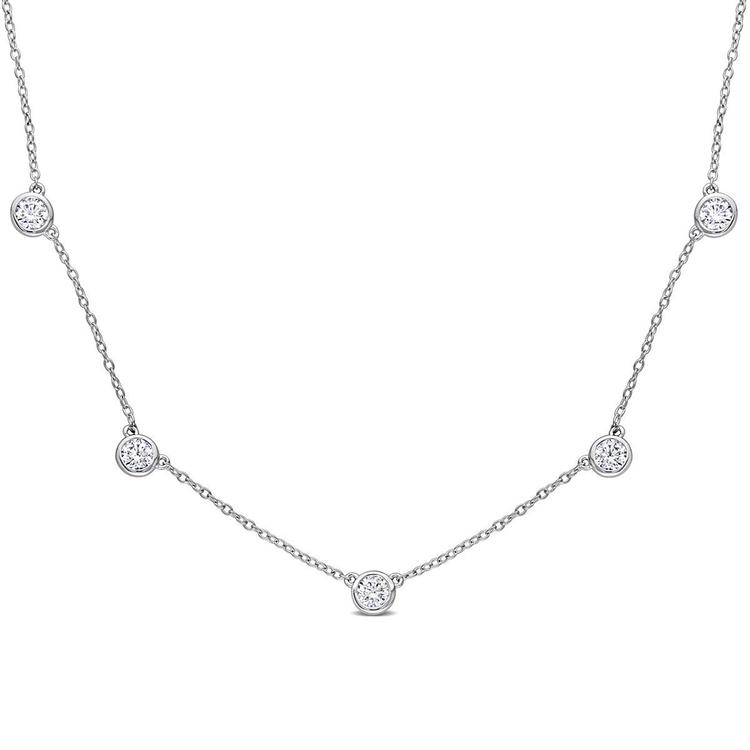 Sterling Silver 2 1/4ctw. Dew Moissanite Station Necklace