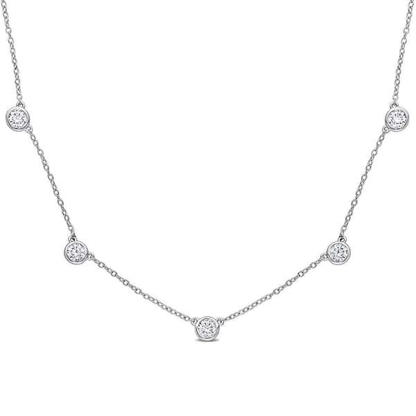 Sterling Silver 2 1/4ctw. Dew Moissanite Station Necklace - image 