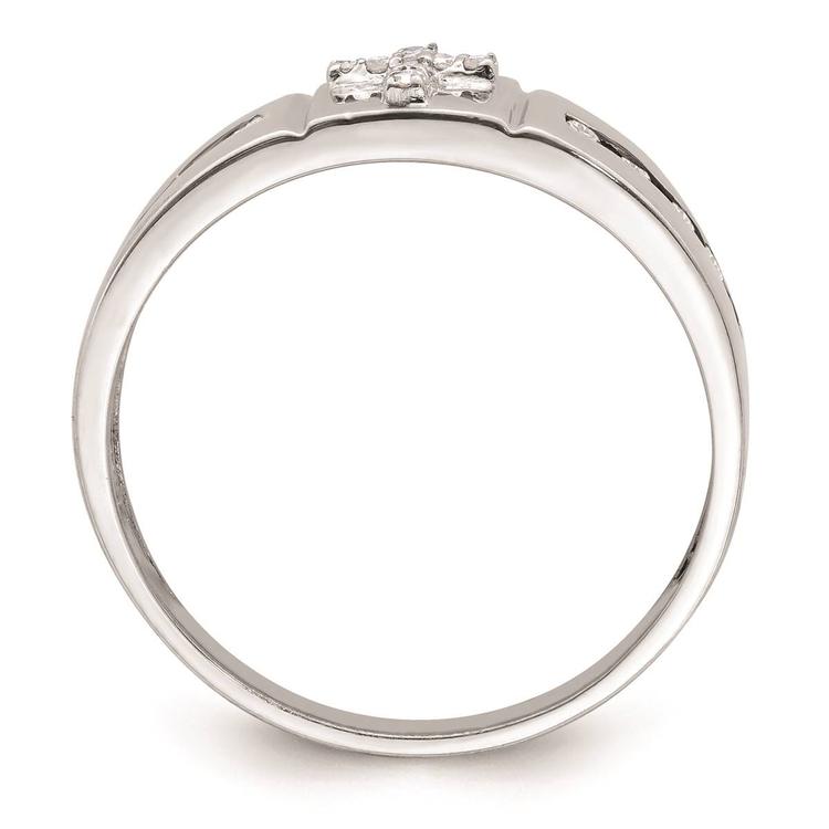 Mens Pure Fire 14kt. White Gold Lab Grown Diamond Cross Ring
