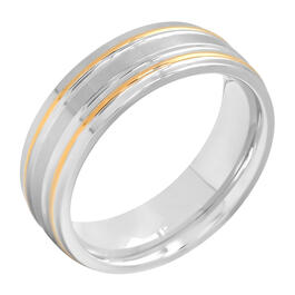 Mens Gentlemen's Classics&#8482; Stainless Steel Two-Tone Wedding Band